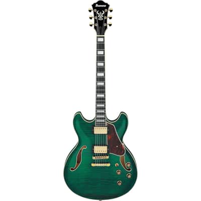 Ibanez AS93FM Artcore Expressionist Semi-Hollow Guitar - Transparent Moss Green image 2