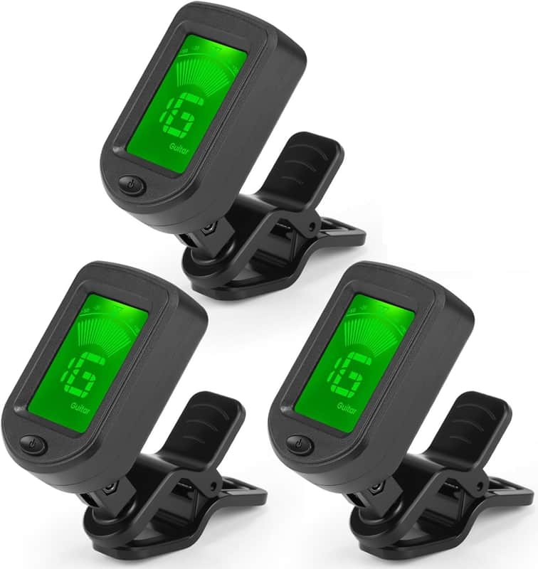 3 Pcs Guitar Tuner, Clip on Tuner with Chromatic Modes, Digital Electronic Clear LCD Display, 360 Degree Rotation for Acoustic/electric Guitar, Ukulele, Bass, Violin, Banjo, Mandolin image 1