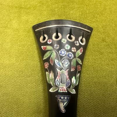 Vintage German Inlayed Ebony 4/4 Violin Tailpiece 115mm Length image 6