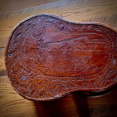 1950’s Western Motif Hand Tooled Custom Leather Dreadnaught Guitar Case image 3