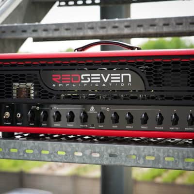 RedSeven Amplification Leviathan 2-Ch KT88 Tube Head Custom Red Tolex image 2