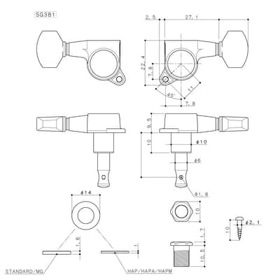 Gotoh 3x3 A Side Machine Heads, Chrome image 2