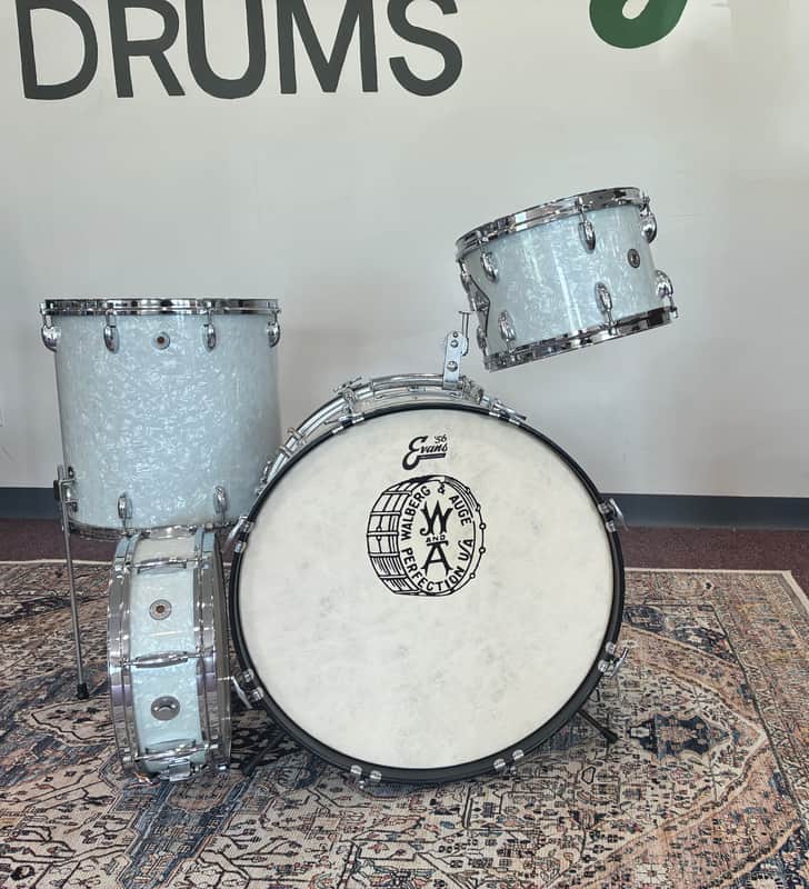 Walberg & Auge Perfection 4-Piece Drum Set, Snare - White Marine Pearl - Super Rare image 1