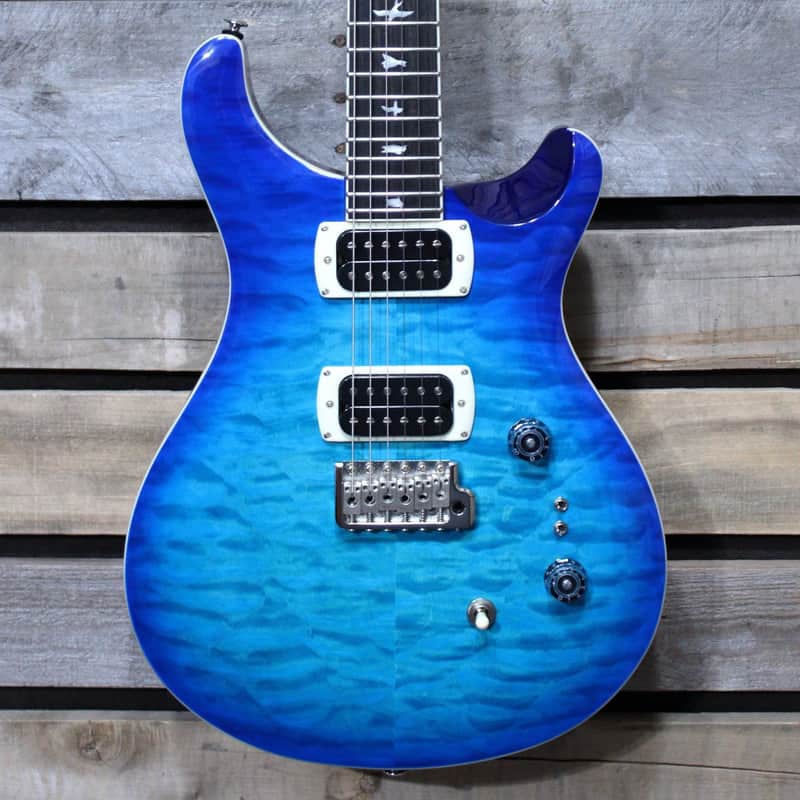 PRS SE Custom 24-08 Quilt 24-Fret Electric Guitar Lake Blue with Gigbag image 1