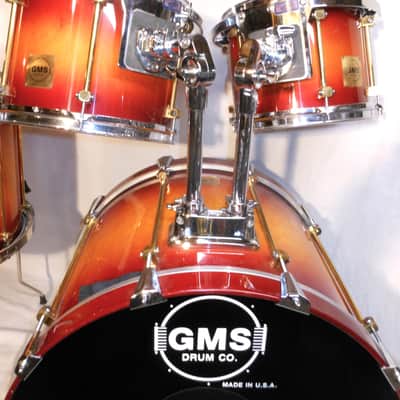 Vintage 1993 GMS Grand Master Series Drumset Cherry Sunburst Lacquer 22",14",12",10" image 5