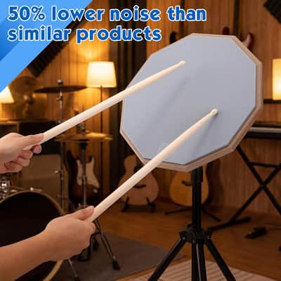 4 Sets 12 Inch & 8 Inch Practice Drum Pad with Stand and 2 Pairs of Sticks, Beginner Snare Drum Pad with Drumsticks, Double Sided Silent image 3