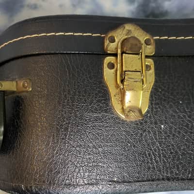 Vintage Alvarez Branded 16 inch Black Tan Plush Interior Hard Shell Guitar Case image 5