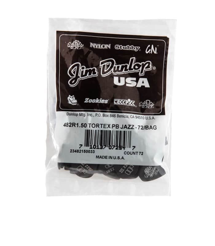 Dunlop 482R1.50 Tortex® Pitch Black Jazz III Guitar Picks 72 Picks image 1
