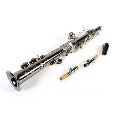 Allora ASPS-450 Vienna Series Straight Soprano Sax Regular Black Nickel Body Silver Keys image 2