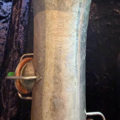 C.G. Conn New Wonder I Tenor Saxophone 1916 – Silver Plate – Low Pitch – Matching Neck image 7
