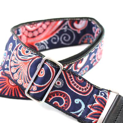 Walker And Williams JK-02 Vintage Modern Red, White & Blue Paisley Design With Chrome Hardware image 2
