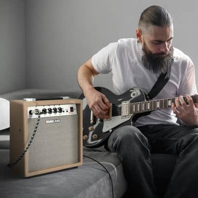 SONICAKE 15W Electric Guitar Amplifier, Portable Combo Amp with AUX Input Headphone Output, Dual-Channel and 3-Band EQ, All-in-one Speaker for Practice - Sprint QAM-15(Shipping from local US,UK,EU warehouse) image 7
