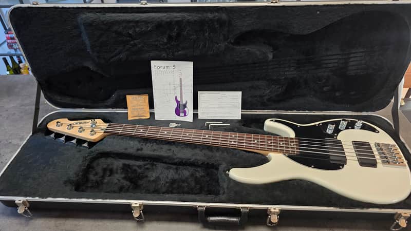 Peavey Forum 5 Bass USA CASE QUEEN Time Capsule - Pearl White 18V Active Humbuckers 34" scale American HH Jazz Rock Bass with Stingray Pickup config image 1