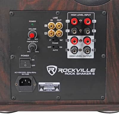 Rockville Rock Shaker Dark Wood 400w 8" Powered Home Theater Subwoofer Sub image 6