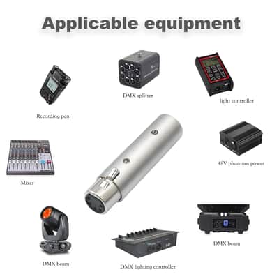 Hualue 3Pin Xlr Male To 5Pin Female Audio Dmx Adapter, Dmx Stage Light Convertor, 5Pin Female Xlr To 3Pin Male Audio Connector For Microphone Dmx-2Pack image 4