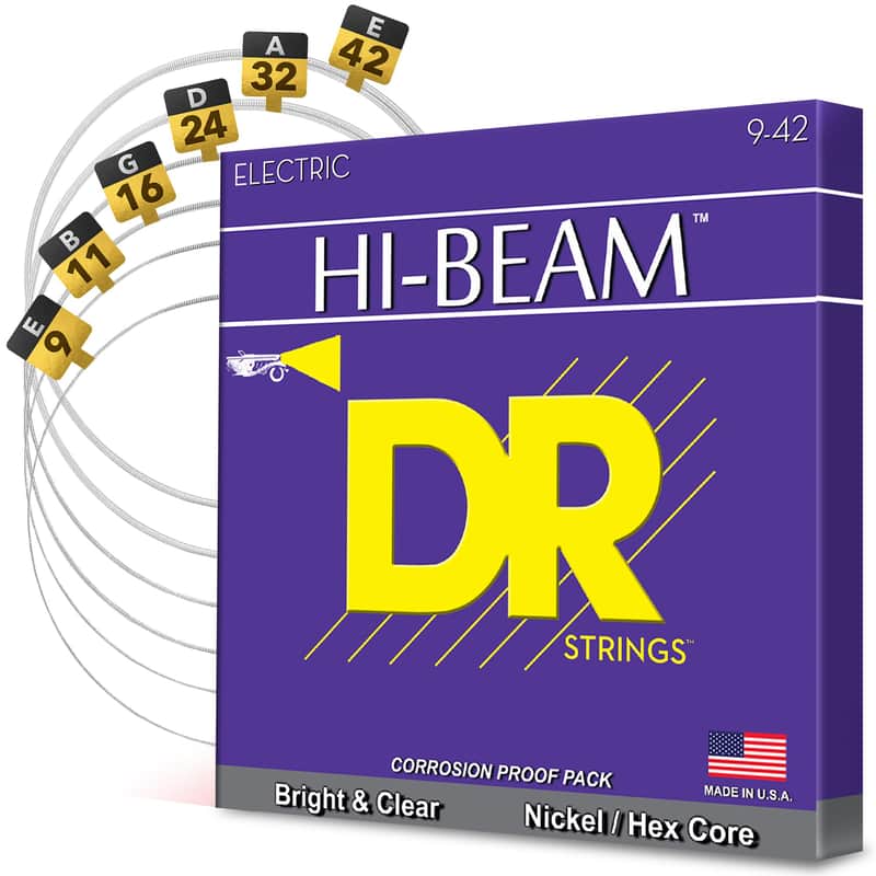 DR Strings HI-BEAM™ - Nickel Plated Electric Guitar Strings: Light 9-42 image 1
