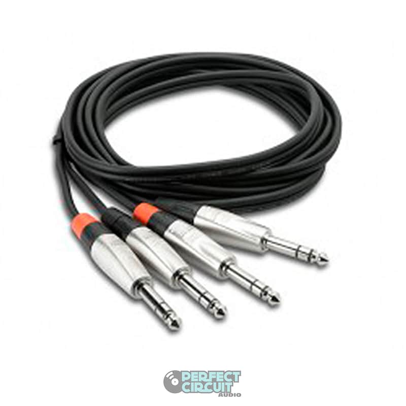 Hosa HSS-015X2 Dual REAN 1/4" TRS to Same Pro Stereo Interconnect Cable - 15' image 1