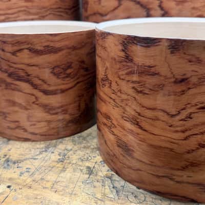 BUBINGA exotic wood and Maple 5 pcs shell set - 5 ply core shells - Clear gloss polished BEST OFFERS ACCEPTED! image 5