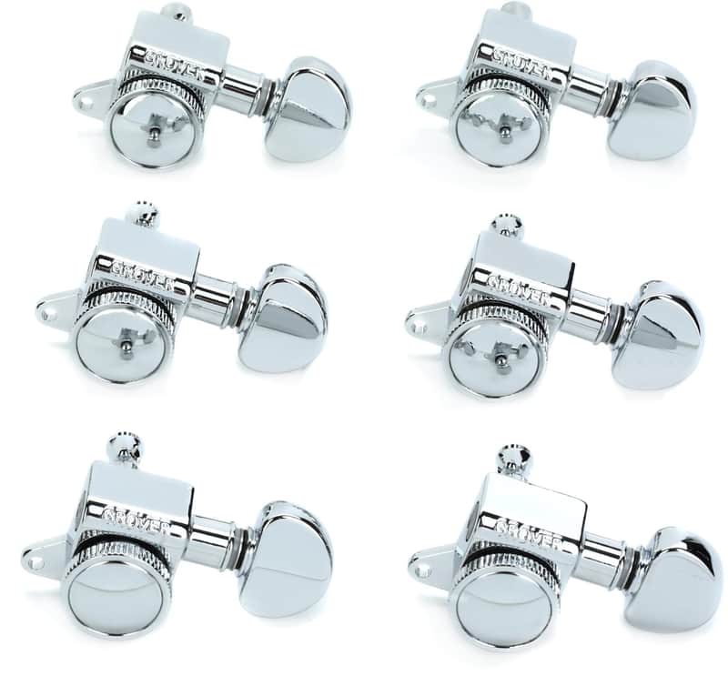 Grover 505C6 Mini Roto-Grip Locking Rotomatics Tuners - 6-In-line Chrome (5-pack) Bundle image 1