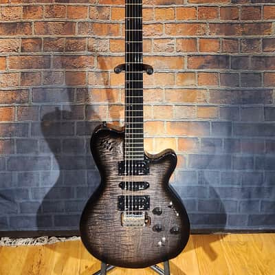 2022 Godin xTSA Trans Black FLAME Top w/ Original Gig Bag image 2