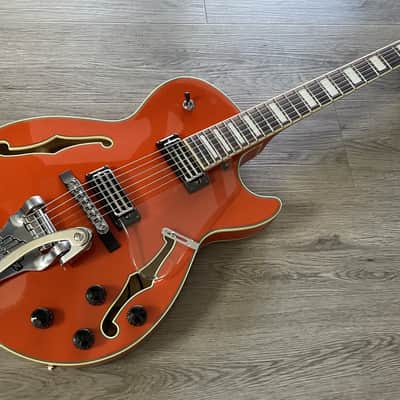 Ibanez AGR63 Hollow Body Electric guitar w/ Bigsby, Vibramate & Gigbag - Gretsch Orange - Gibson wiring harness UPGRADE image 12