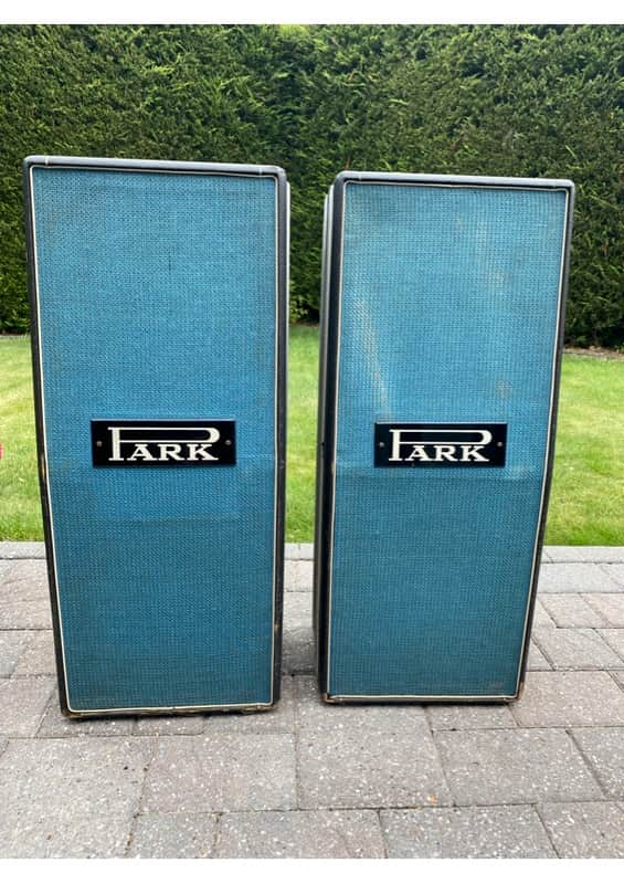 Pair Vintage Park Speaker Columns with 2 x 12 Celestion Green Back  Mid to Late 70's - Turqoise image 1