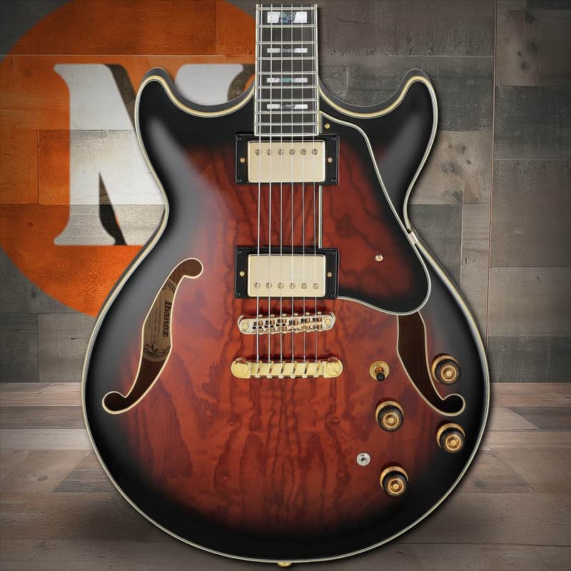 Ibanez AM Artstar 6 String Electric Guitar w/Case - Dark Brown Sunburst (AM153QADBS) image 1