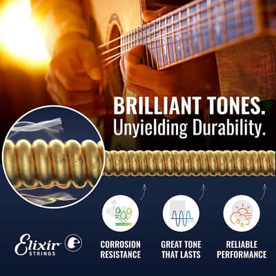 Elixir Strings - Acoustic 80/20 Bronze with NANOWEB Coating - Elixir Acoustic Guitar Strings - Extra Light (.010-.047) image 3