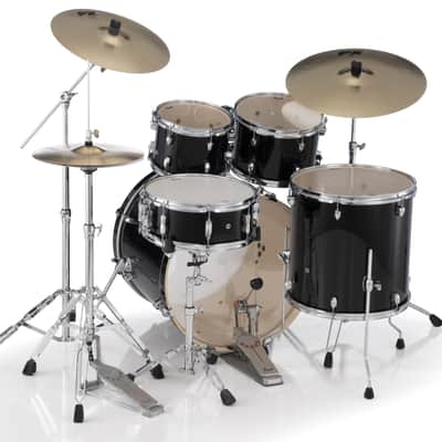 Export 5 Piece Shell Pack 22/16/12/10/14 Jet Black with Hardware (Cymbals Sold Separately) image 4