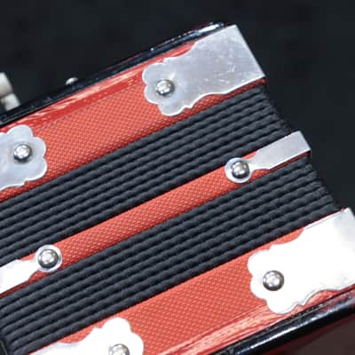 Gagné & Frère 1-Row 2-Bass 10-Treble Button "D" Red & Black Diatonic Accordion image 19