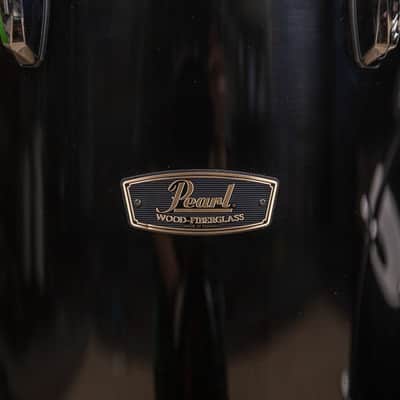 Pearl Wood Fiberglass Reissue Piano Black Drum Set image 6