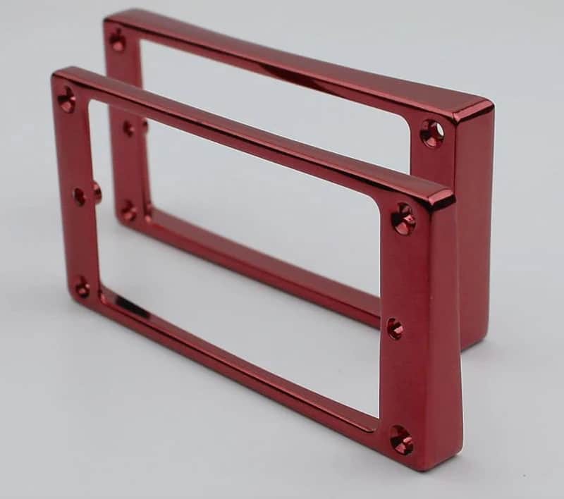 2pcs Curved LP Style Guitar Red Metal Humbucker Pickup Rings image 1