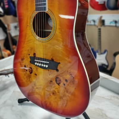 Washburn DFBDA Deep Forest Burl Dreadnought Acoustic Guitar 2022 Amber Fade image 3