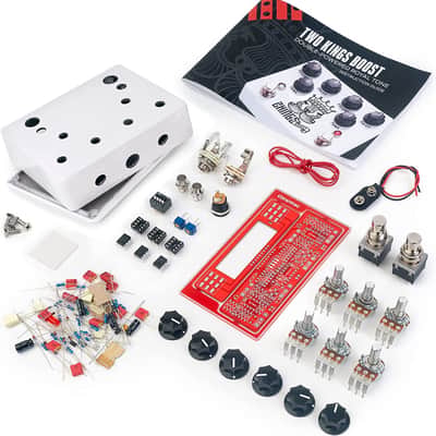 StewMac Two Kings Boost Pedal Kit With White Enclosure, 9 Volt Battery, and DC Powered, Based on the King Of Tone image 1