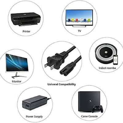 5 Core 100 Pieces Extra Long AC Wall Power Cord for Led LCD TV Vizio Samsung 6 Feet 2 Prong PP 1001 100 Pcs image 3