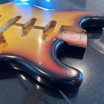 MJT Vintage Aged Nitro Guitar Body VTS 3 Tone Burst Body Only No  Parts Incuded image 13