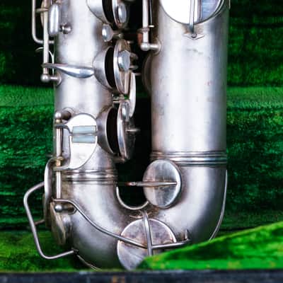 Early 1930s York Silver Plated Alto Saxophone, Hardcase, as is image 6