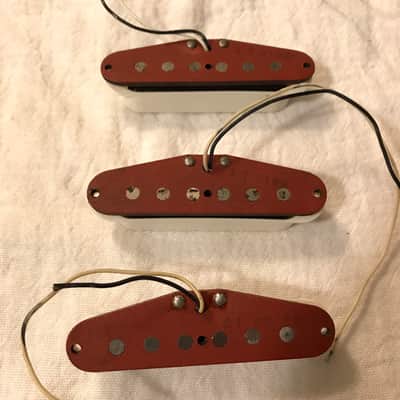 1982 Fender Red Bobbin 57/62 Stratocaster Pickup Set Vintage image 1