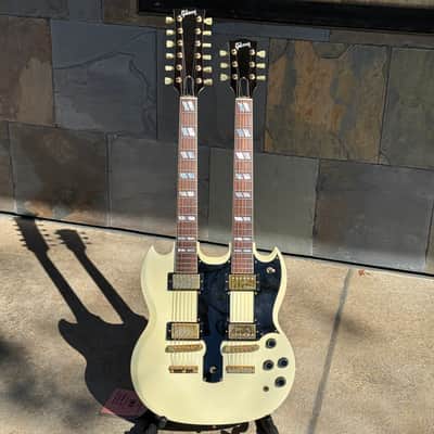 Used 1997 Gibson EDS-1275 Double Neck Guitar White with Case image 2