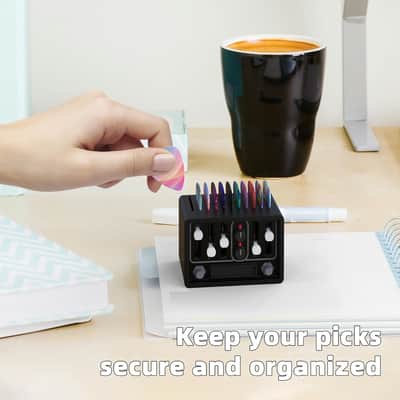 Guitar Pick Holder, Audio Speaker Style Guitar Pick Case, 3D Printed Guitar Picks Holder Box For Storage & Display, Picks Holder for Bass, Ukulele, Guitar Players (Black) image 3