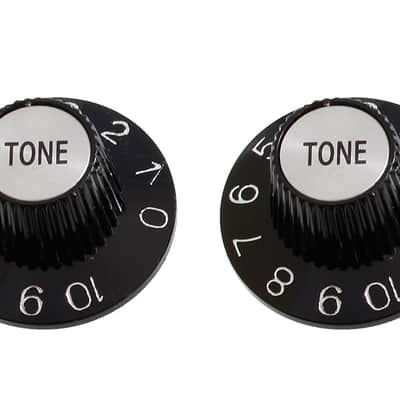 Set of 2 Witch Hat Tone Knobs For USA Split Shaft Pots - BLACK
