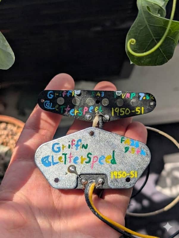 Telecaster pickups 1950-1951 broadcaster nocaster tele pickup set handwound by Griffin @letterspeed (fits fender tele) image 1
