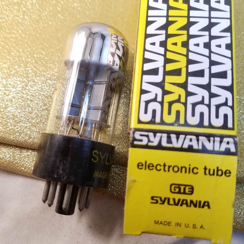 Sylvania 0% perfect Matched Pair (2) 6SN7GTB tNOS AT1000 TESTED Vacuum Tubes T9 Tall glass Chrome top angled T plate dual triode 1956-1957 image 1
