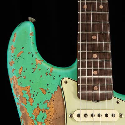 Fender Custom Shop 1960 Dual Mag II Stratocaster Super Heavy Relic Aged Seafoam Green LTD image 8