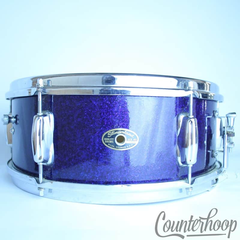 *Slingerland Deluxe 14x5.5"Snare Drum Blue Sparkle Vintage 60s Chrome Brass COB* image 1