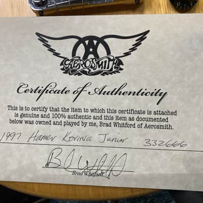 Hamer Brad Whitford’s Aerosmith, Korina Jr. Authenticated (#79) 1997 Korina image 4