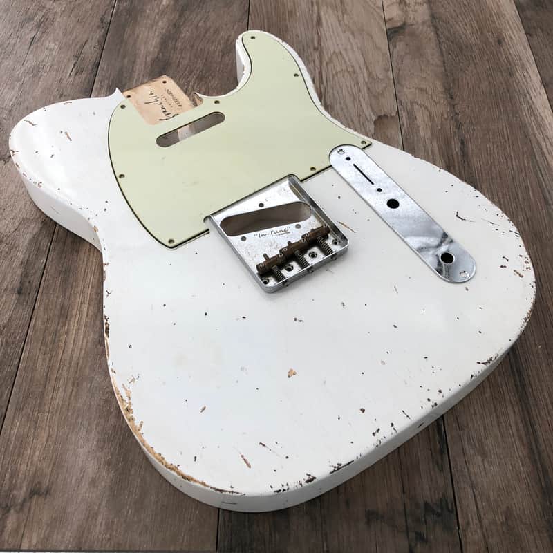 FRANCHIN Mars guitar body Relic Aged Olympic White 100% Nitro Lacquer Cracks SS Basswood Telecaster-Tele-T-Style Made in Italy - Stock piece #22320826 image 1