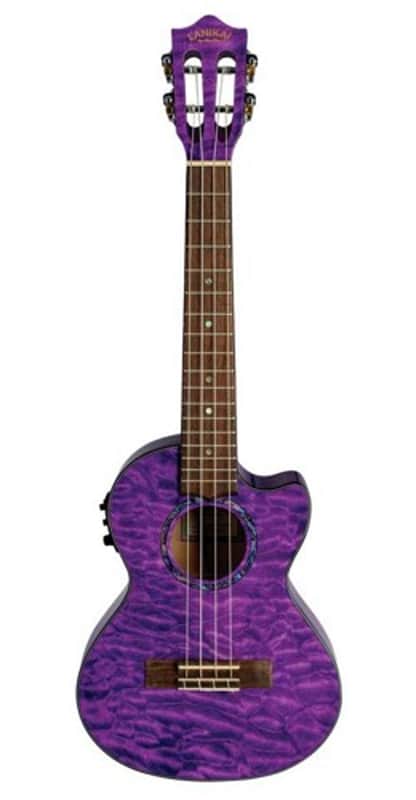 Lanikai Quilted Maple Purple Stain Acoustic-Electric Tenor Ukulele - Open Box image 1