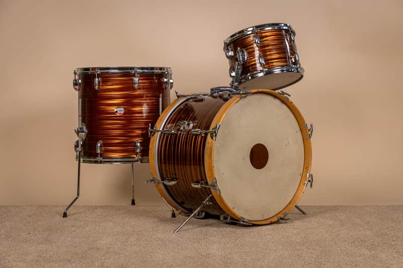 1970s Tempro Tiger Eye's Pearl Drum Set 14x20 8x12 and 16x16 image 1