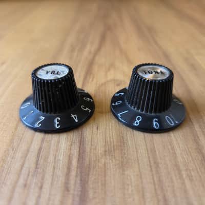 Set of Vintage 1970's Gibson Silver Witch Hat Guitar, Bass Control Knobs! image 2
